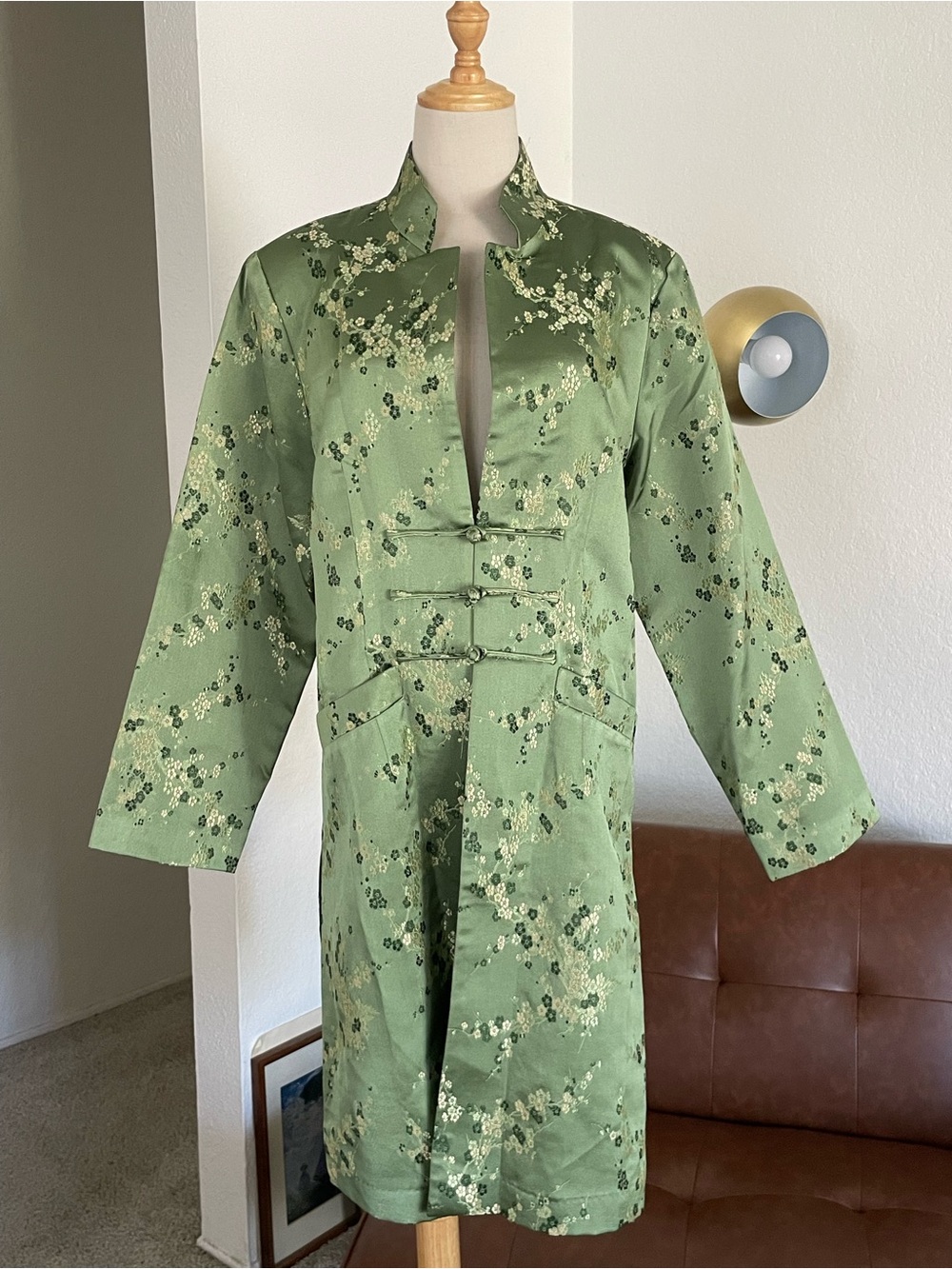 Silk Floral Quilted Chinese Frog Closure Coat